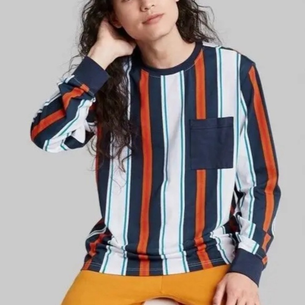 Original Use Men's Size S Striped Regular Fit Crewneck Long Sleeve T-Shirt